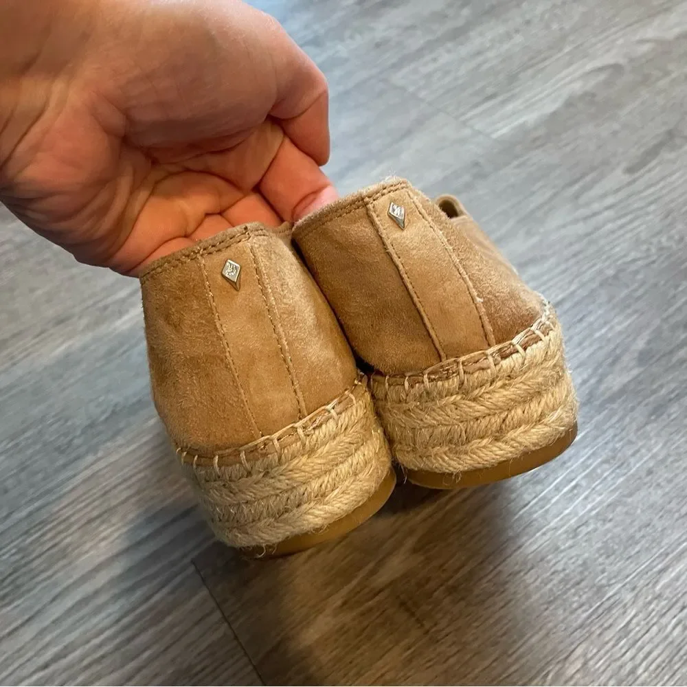 SAM EDELMAN Cherlene Tan Suede Platform Espadrille Slip Ons